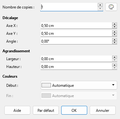 Boîte de dialogue Dupliquer