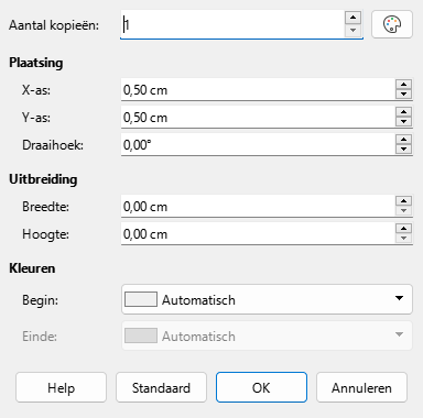 Dialoogvenster Dupliceren