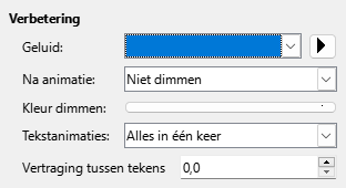 Dialoogvenster Uitgebreide animatie-effecten