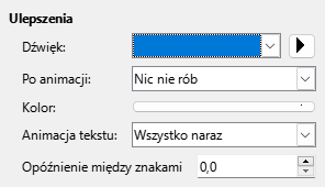 Okno dialogowe ulepszonych efektów animacji