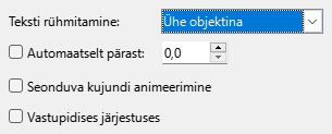 Ekraanipilt animeeritud teksti paneelist