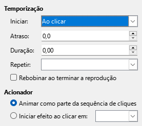 Caixa de diálogo Temporização