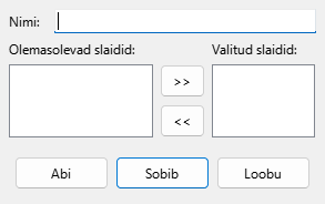 Ekraanipilt kohandatud slaidiseansi loomise dialoogist
