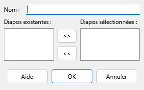 Boîte de dialogue Définir un diaporama personnalisé