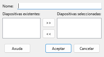Caixa de diálogo Definir presentación de diapositivas personalizada