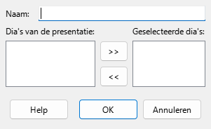 Dialoogvenster Instellingen van presentatie
