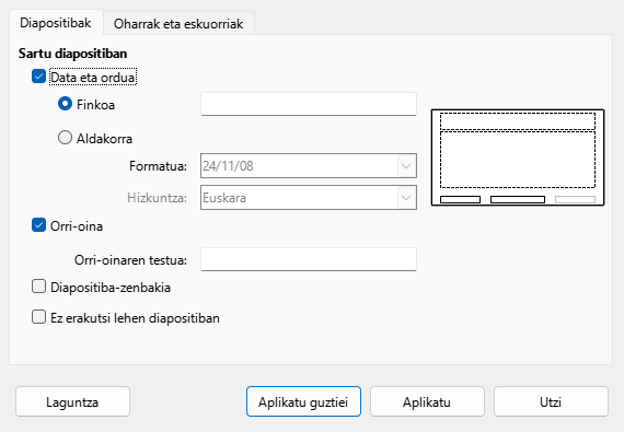 Goiburukoen eta orri-oinen elkarrizketa-koadroa