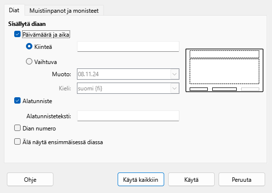 Header Footer Dialog