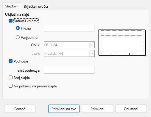Header Footer Dialog