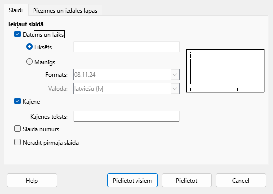 Header Footer Dialog