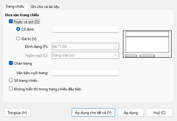 Header Footer Dialog