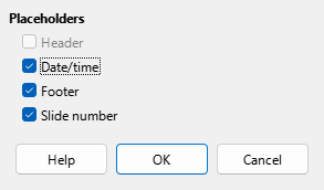 Master Layout Dialogue Box