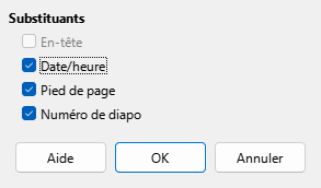 Boîte de dialogue Mise en page maîtresse