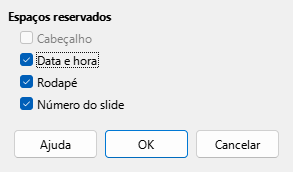 Caixa de diálogo leiaute do slide mestre