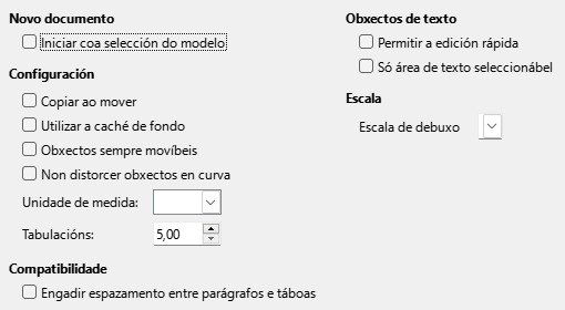 Caixa de diálogo Opcións xerais do Impress