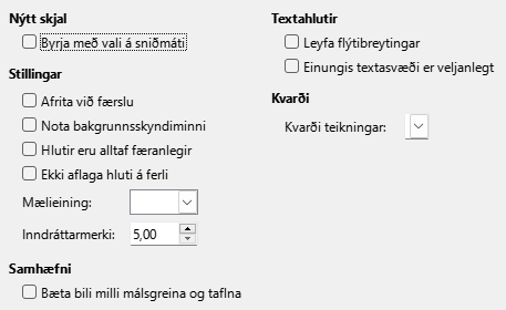 Impress General Options Dialog