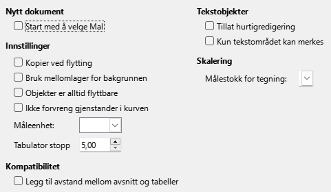 Impress Generelle Alternativer dialog
