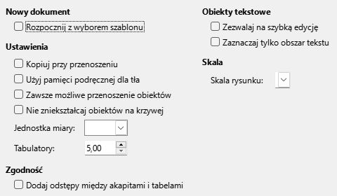 Okno opcji ogólnych Impresss
