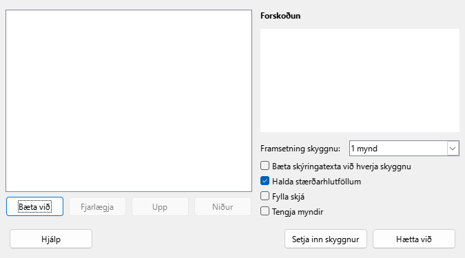 Impress Photo Album Dialog