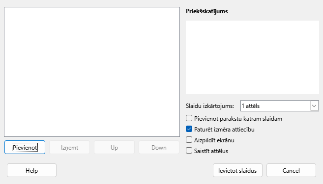 Impress Photo Album Dialog