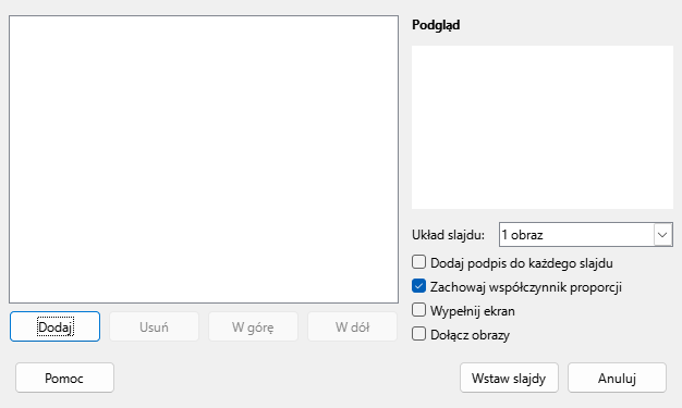 Okno dialogowe albumu fotograficznego Impress