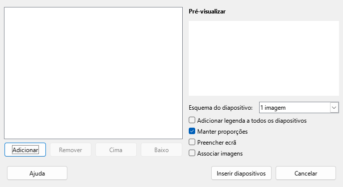Caixa de diálogo Álbum de fotos
