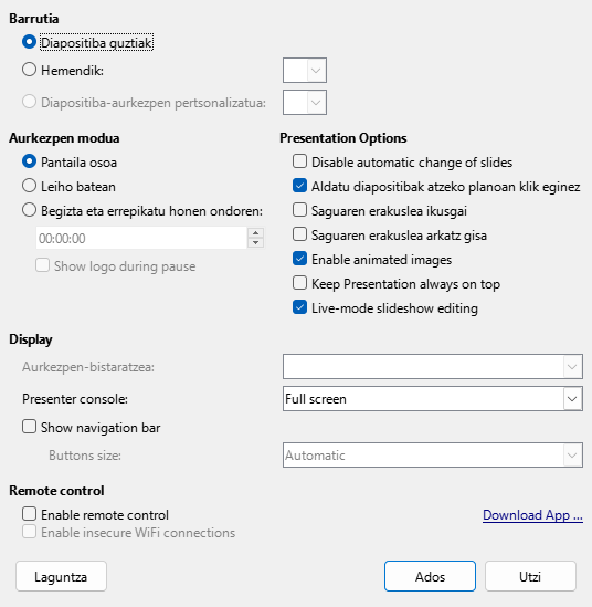Aurkezpenen elkarrizketa-kodroa