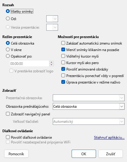 Presentation Dialog