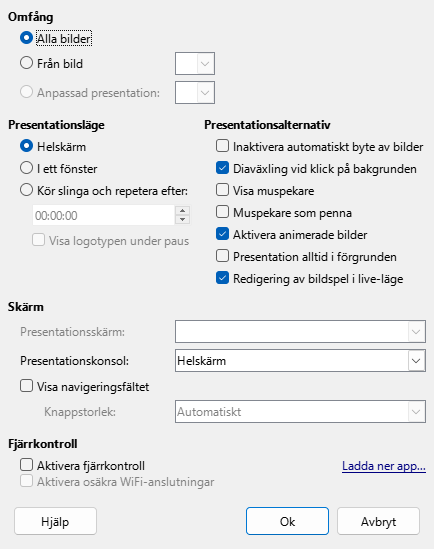 Presentation Dialog