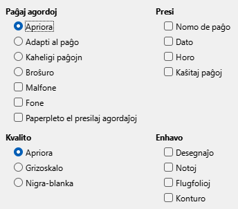 Prezentila dialogo Presi- agordoj
