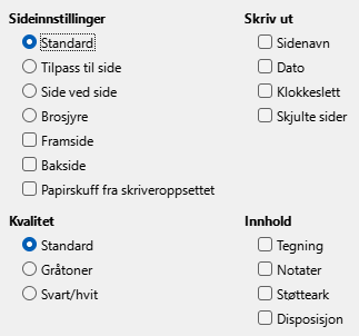 Impress Utskriftsalternativer