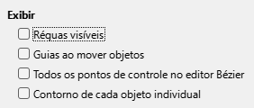 Caixa de diálogo de opções de exibição do Impress