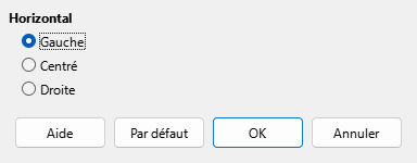 Boîte de dialogue d'alignement