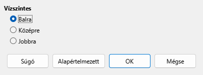 Igazítás párbeszédablak