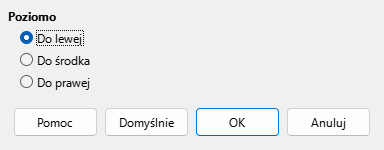 Okno dialogowe wyrównania