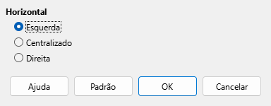 Caixa de diálogo Alinhamento