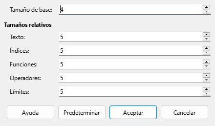 Diálogo Tamaño de letra