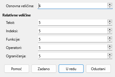 Font Size Dialog