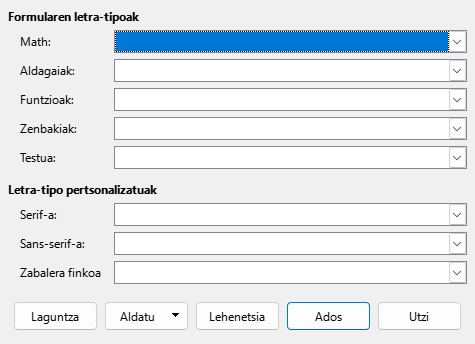 Letra-tipoaren motaren elkarrizketa-koadroa
