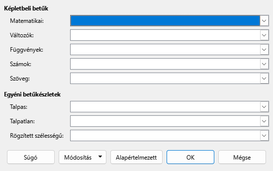 Betűtípus párbeszédablak