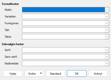 Dialogvindau for skrifttype