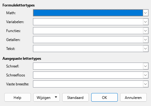 Dialoogvenster Lettertype
