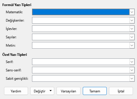 Yazı Tipi Türü Penceresi