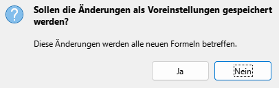 Dialog Standardwerte speichern