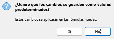 Diálogo Guardar valores predeterminados
