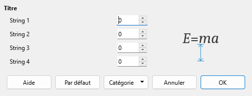 Boîte de dialogue d'espacement