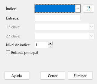 Index entry dialog
