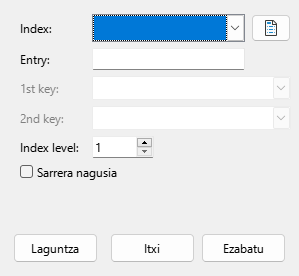 'Indize-sarrera' elkarrizketa-koadroa