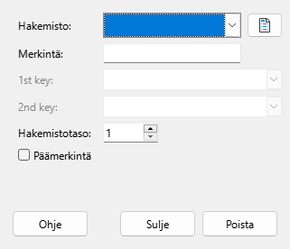 Index entry dialog
