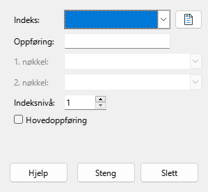 Indeksoppføringsdialog
